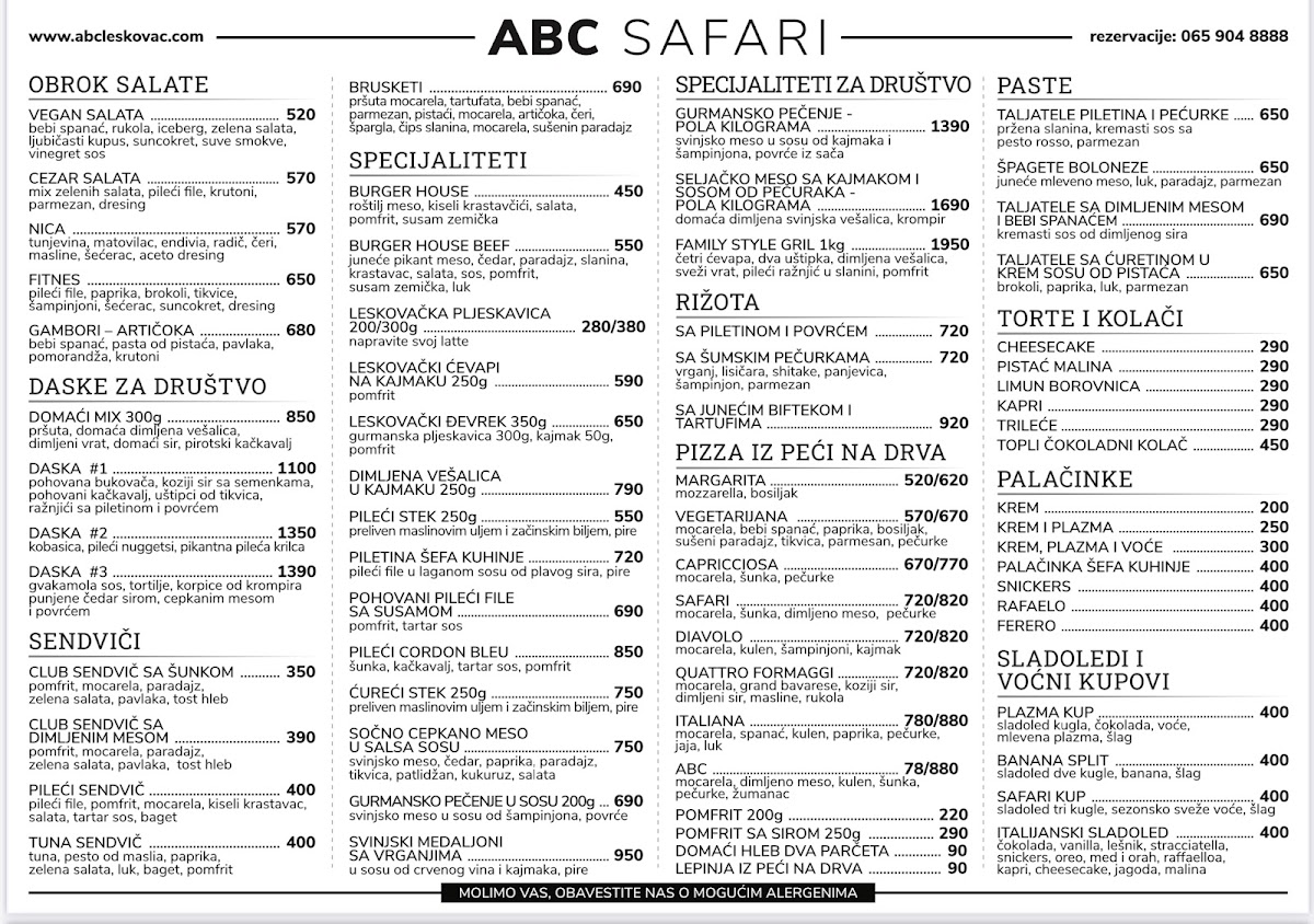 Menu Safari Cafe Pizzeria-4
