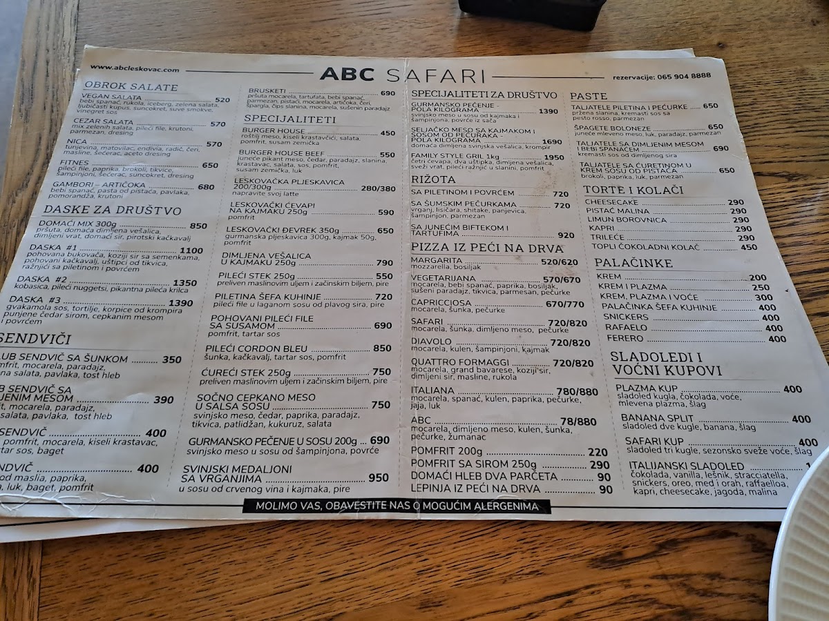 Menu Safari Cafe Pizzeria-7